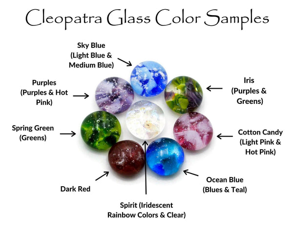 Cleopatra Glass Jewelry glass color choice examples for ashes in glass