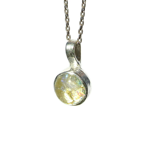 dainty round ash in glass memorial necklace in sunshine
