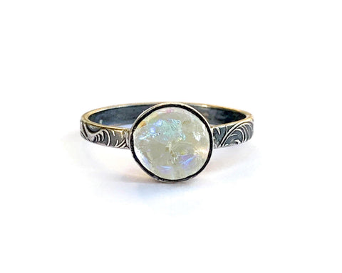 Dainty Sterling Silver Stackable Ring with optional Memorial Ashes in Glass - Cleopatra Glass Designs