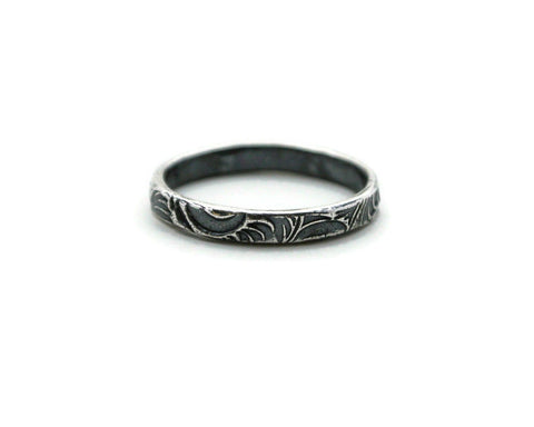 Simple sterling silver stacking band with patina