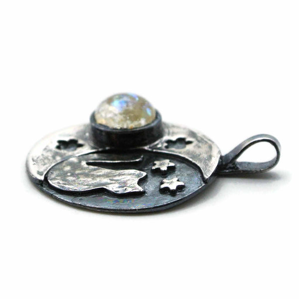cat moon pet ash in glass jewelry side angle